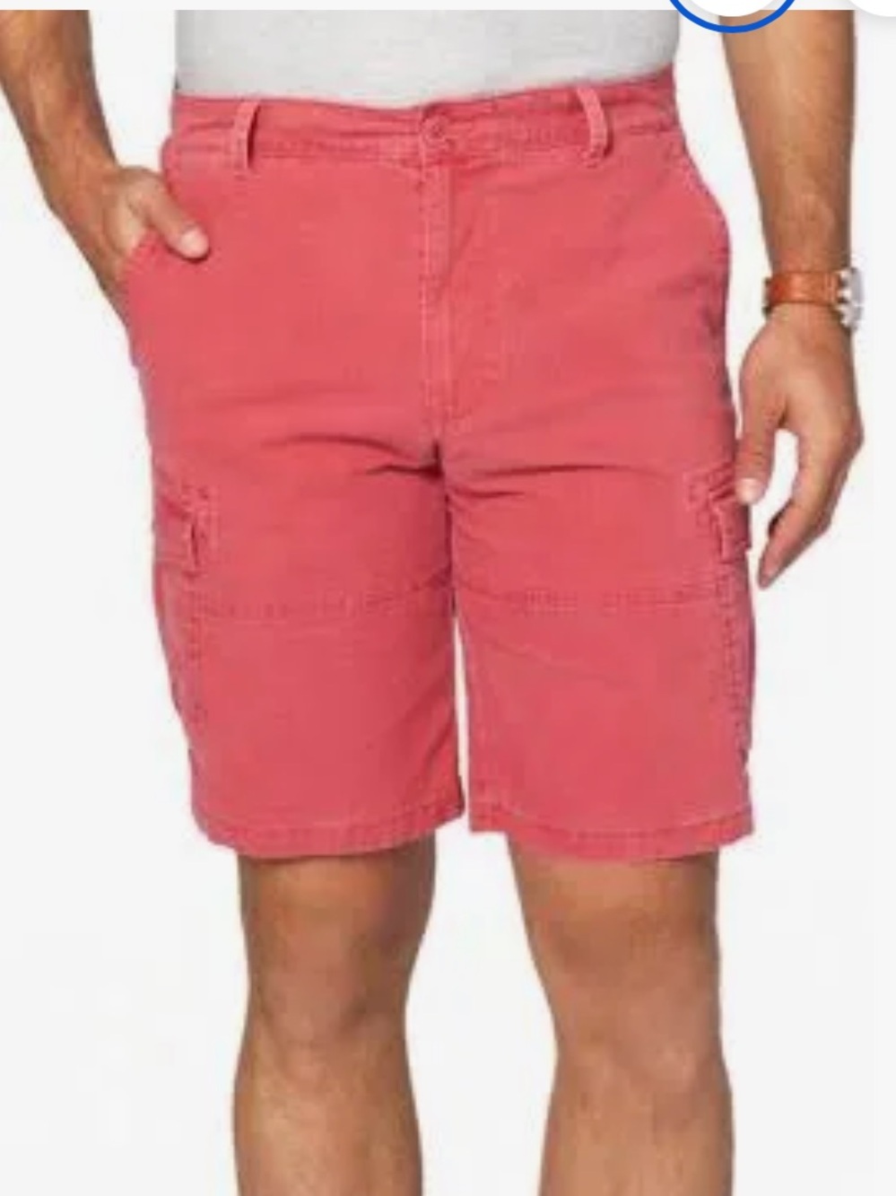 Izod Flont Ffont Cotton Cargo Shorts in Saltwater Red, size 32, inseam 10”